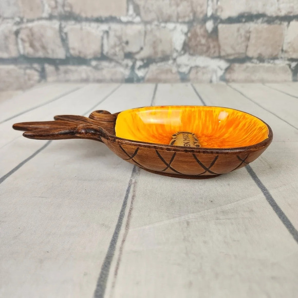 Vintage.60s Treasure Craft Pineapple Dish  Queen Mary Orange - Picture 7 of 9